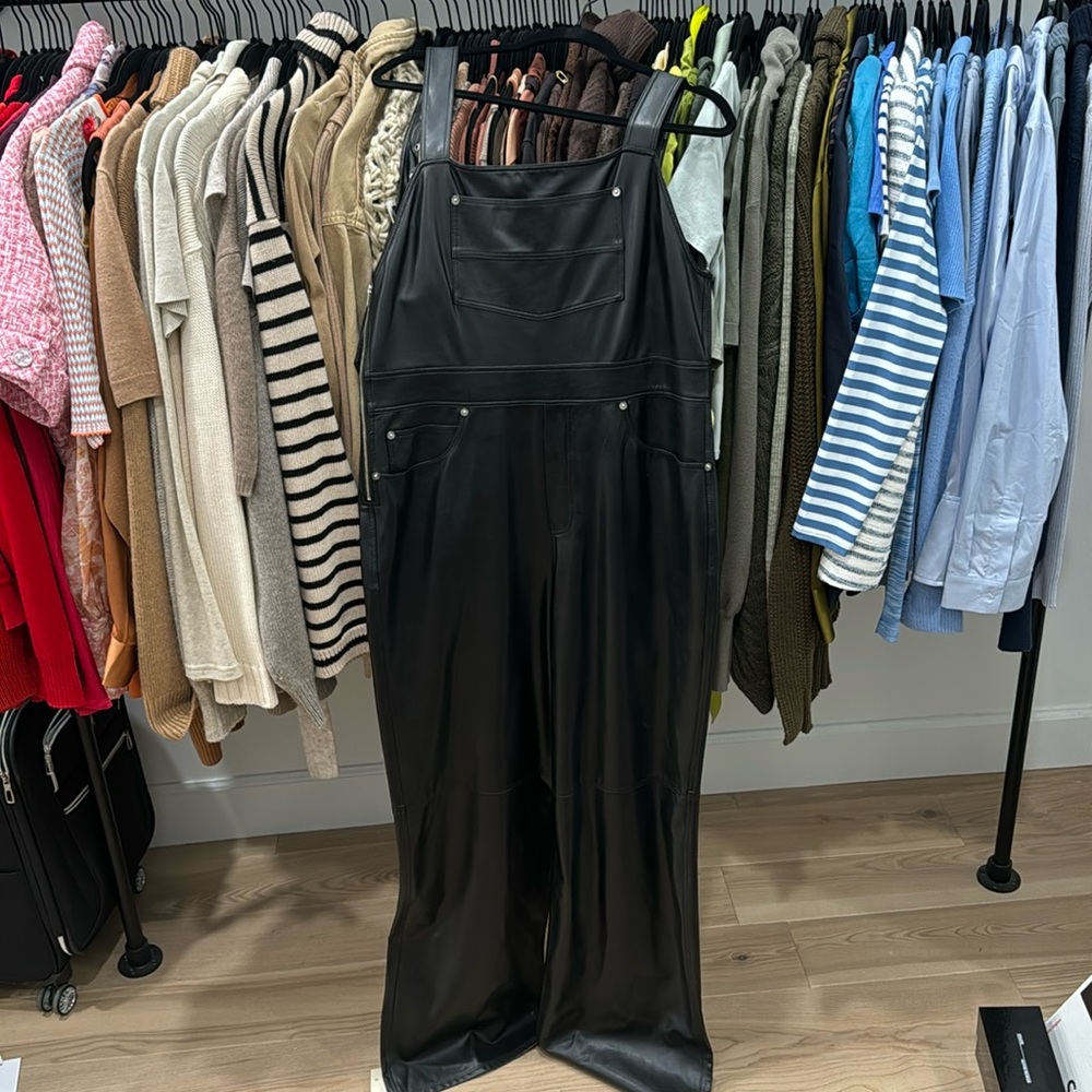 A.L.C Faux leather Overalls